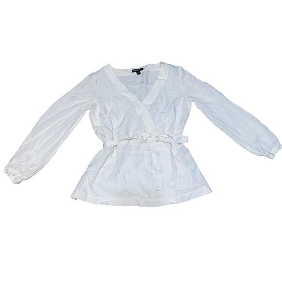 J. Crew Mercantile Long Sleeve 'Vintage Wrap Top' in 'Champagne'/Cream Size 00 - Picture 7 of 12